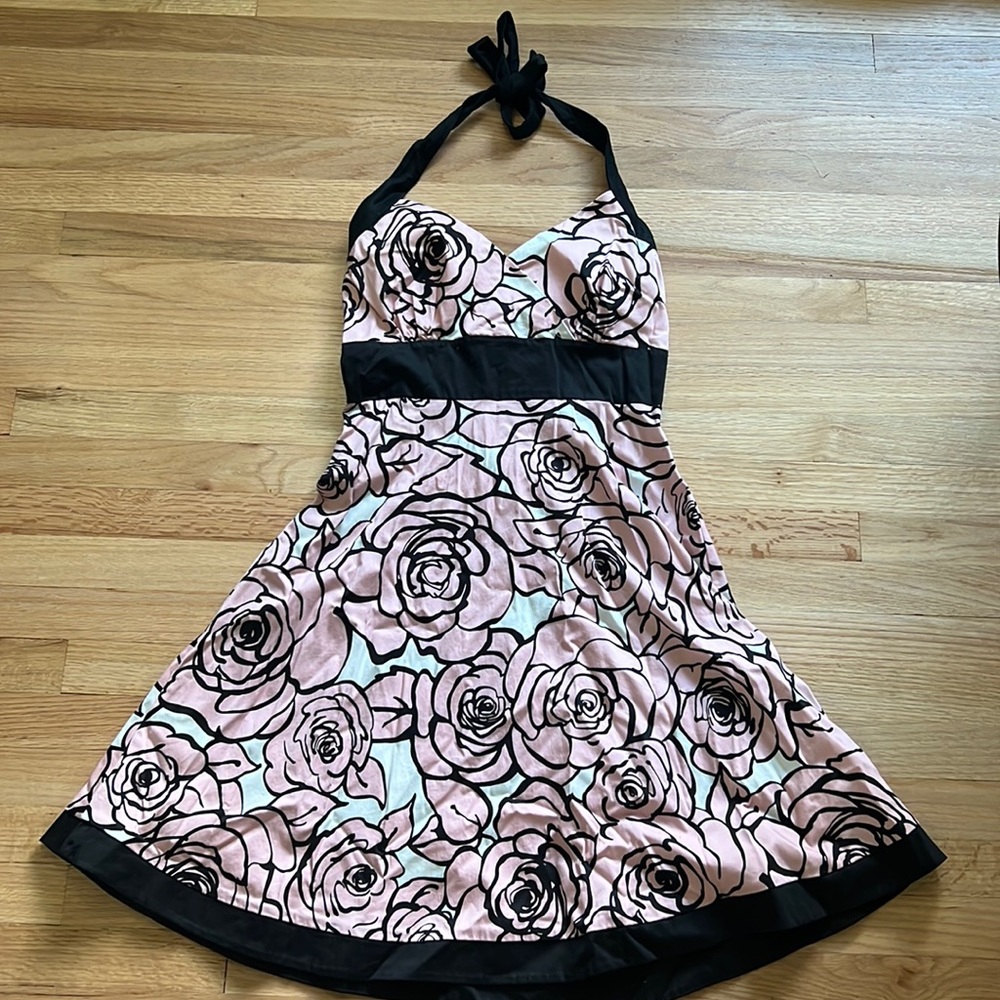 Rose pattern halter dress